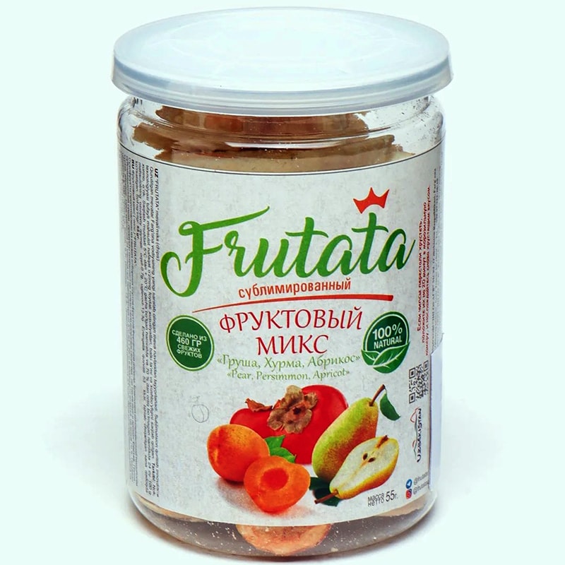 Сублимированные сухофрукты - Микс: Груша, хурма, абрикос 55 гр.